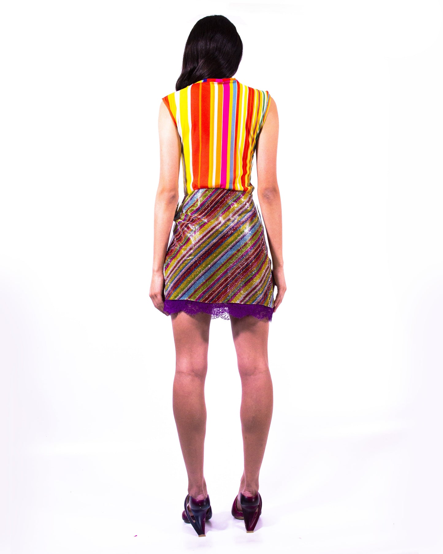 TV Stripe Mesh Top-Leeann Huang-APOC STORE