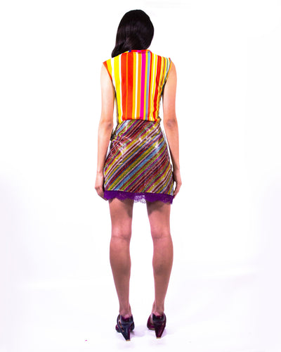 TV Stripe Mesh Top-Leeann Huang-APOC STORE