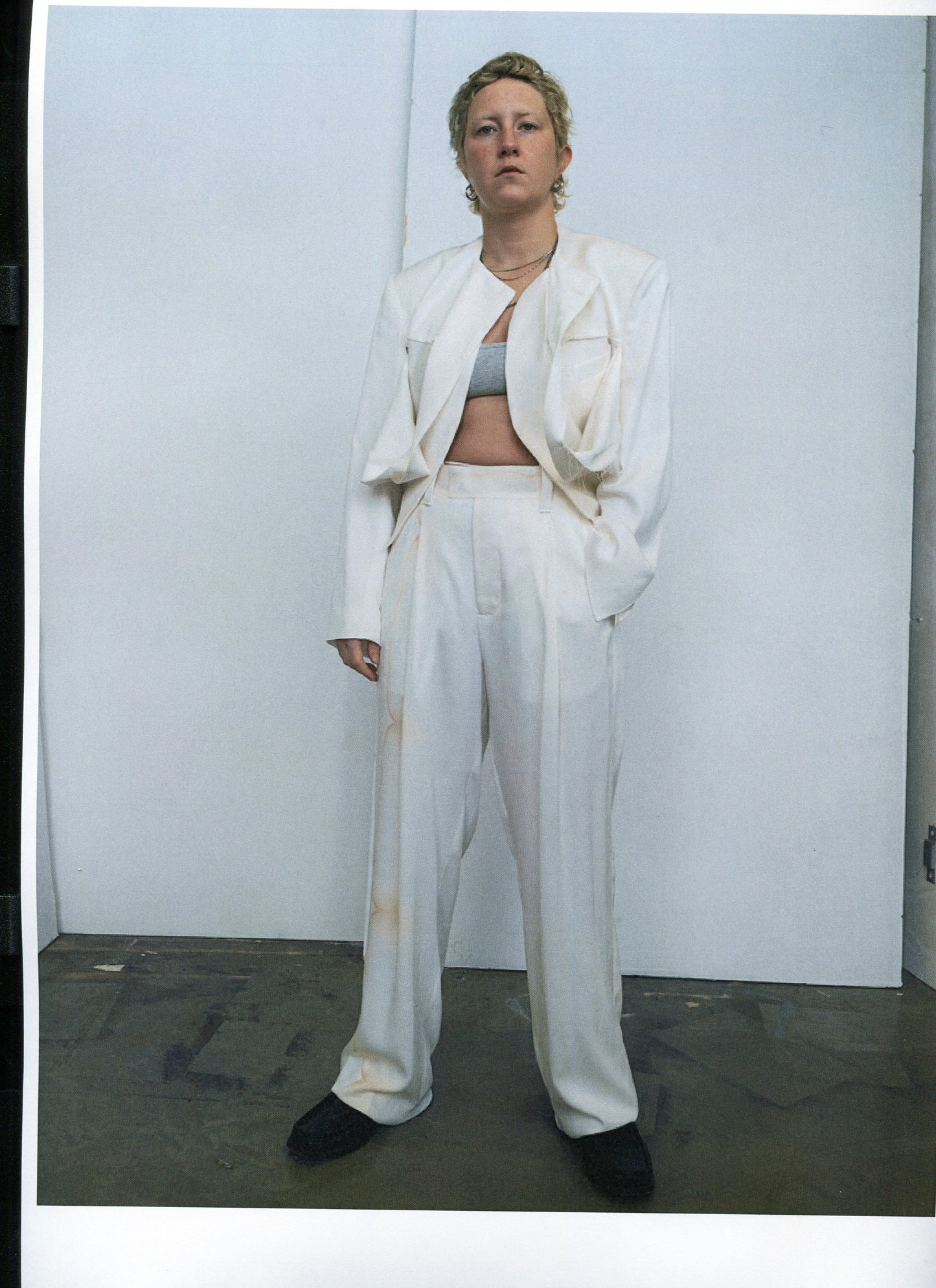 UTU - White Stain Print Pleated Trousers-Ella Boucht-APOC STORE