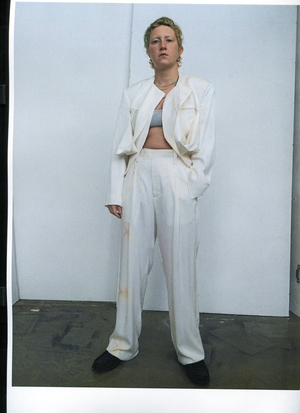 UTU - White Stain Print Pleated Trousers-Ella Boucht-APOC STORE