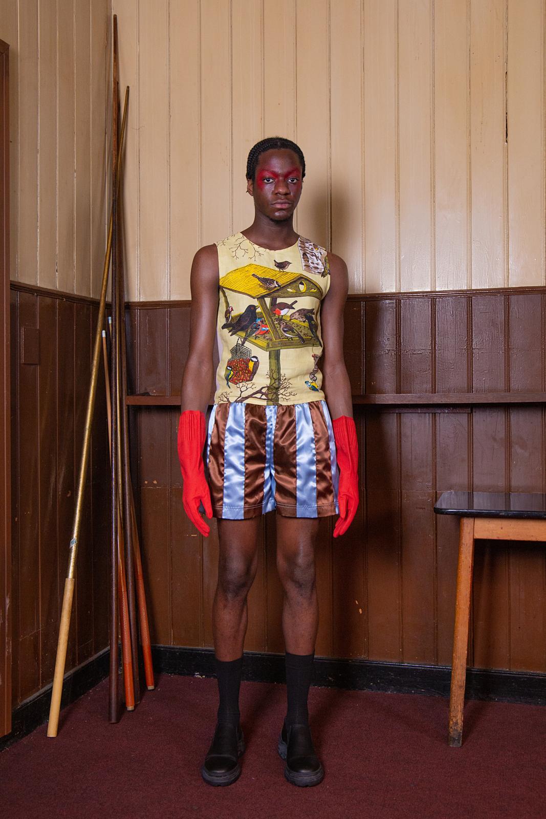 Ribbon Shorts Brown & Blue-Adam Jones-APOC STORE