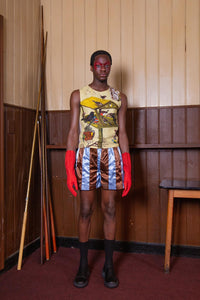 Ribbon Shorts Brown & Blue-Adam Jones-APOC STORE