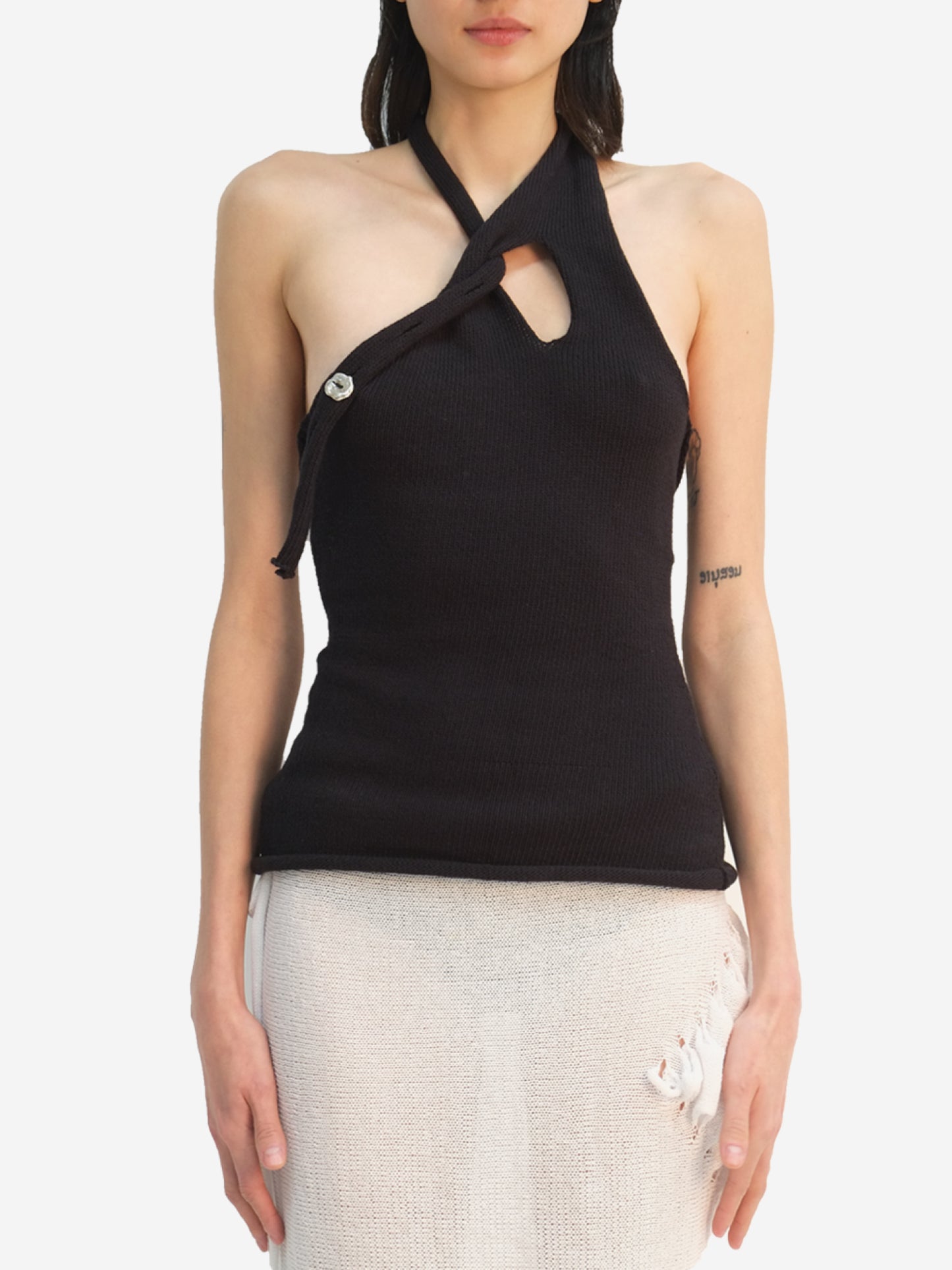 Black Button Top-Krystal Paniagua-APOC STORE