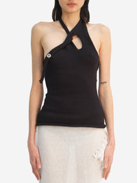 Black Button Top-Krystal Paniagua-APOC STORE