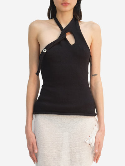 Black Button Top-Krystal Paniagua-APOC STORE