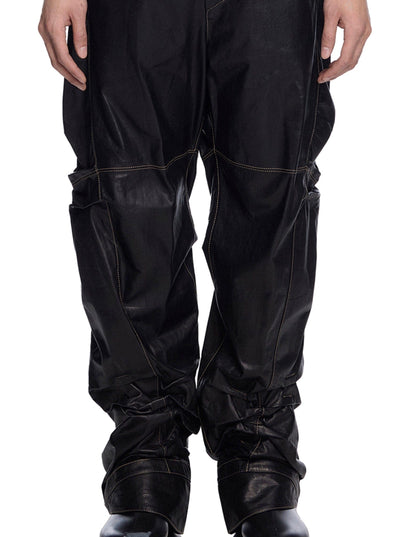 Gathered Leather Pants-XIMONLEE-APOC STORE