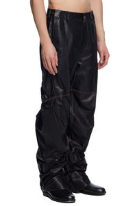 Gathered Leather Pants-XIMONLEE-APOC STORE