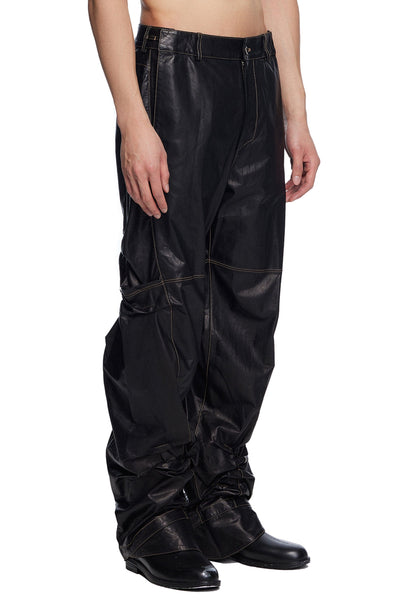 Gathered Leather Pants-XIMONLEE-APOC STORE