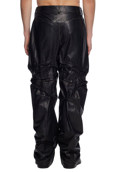Gathered Leather Pants-XIMONLEE-APOC STORE