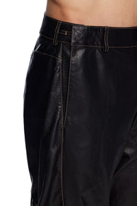 Gathered Leather Pants-XIMONLEE-APOC STORE