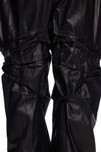 Gathered Leather Pants-XIMONLEE-APOC STORE