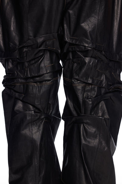 Gathered Leather Pants-XIMONLEE-APOC STORE