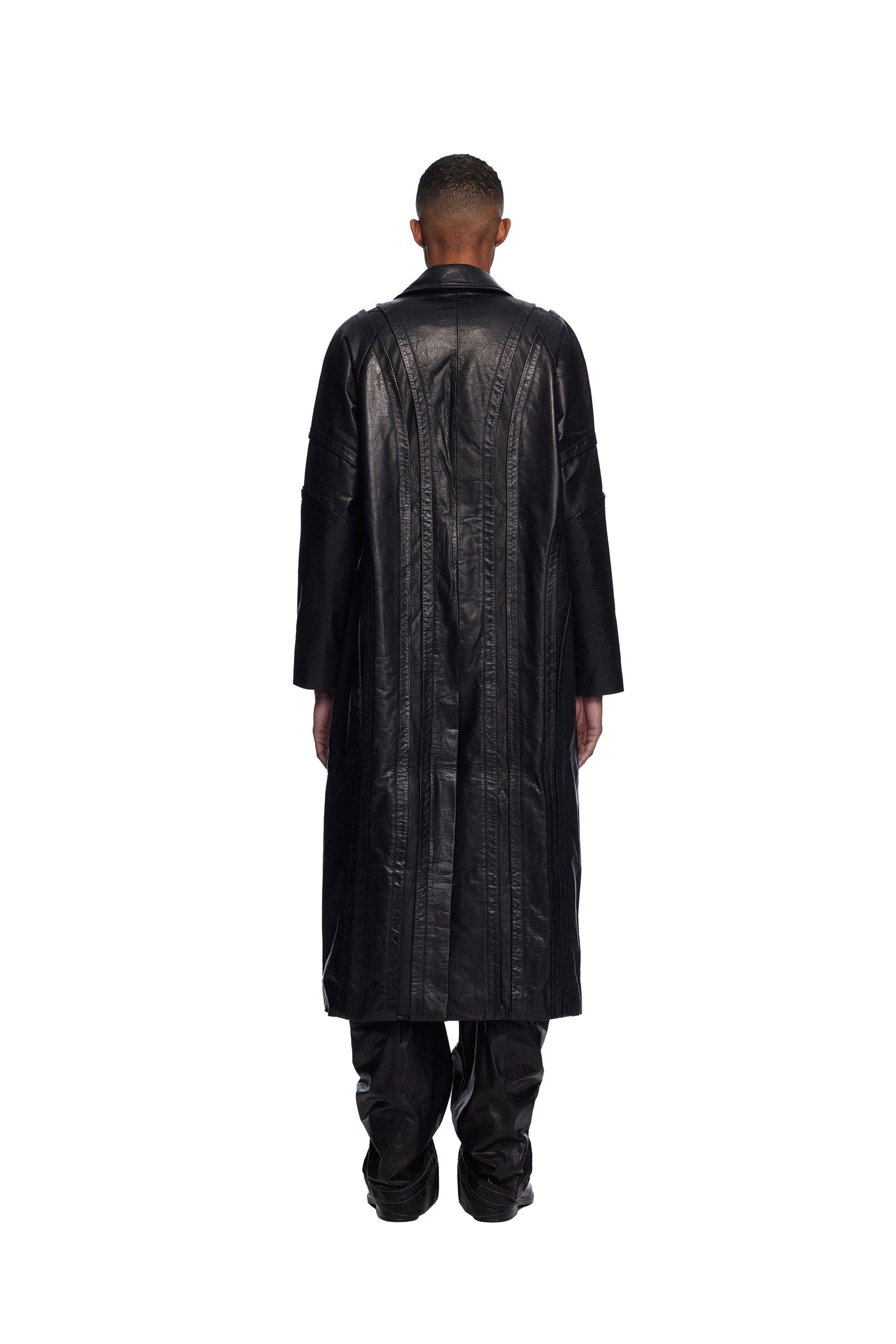 Panelled Leather Coat-XIMONLEE-APOC STORE