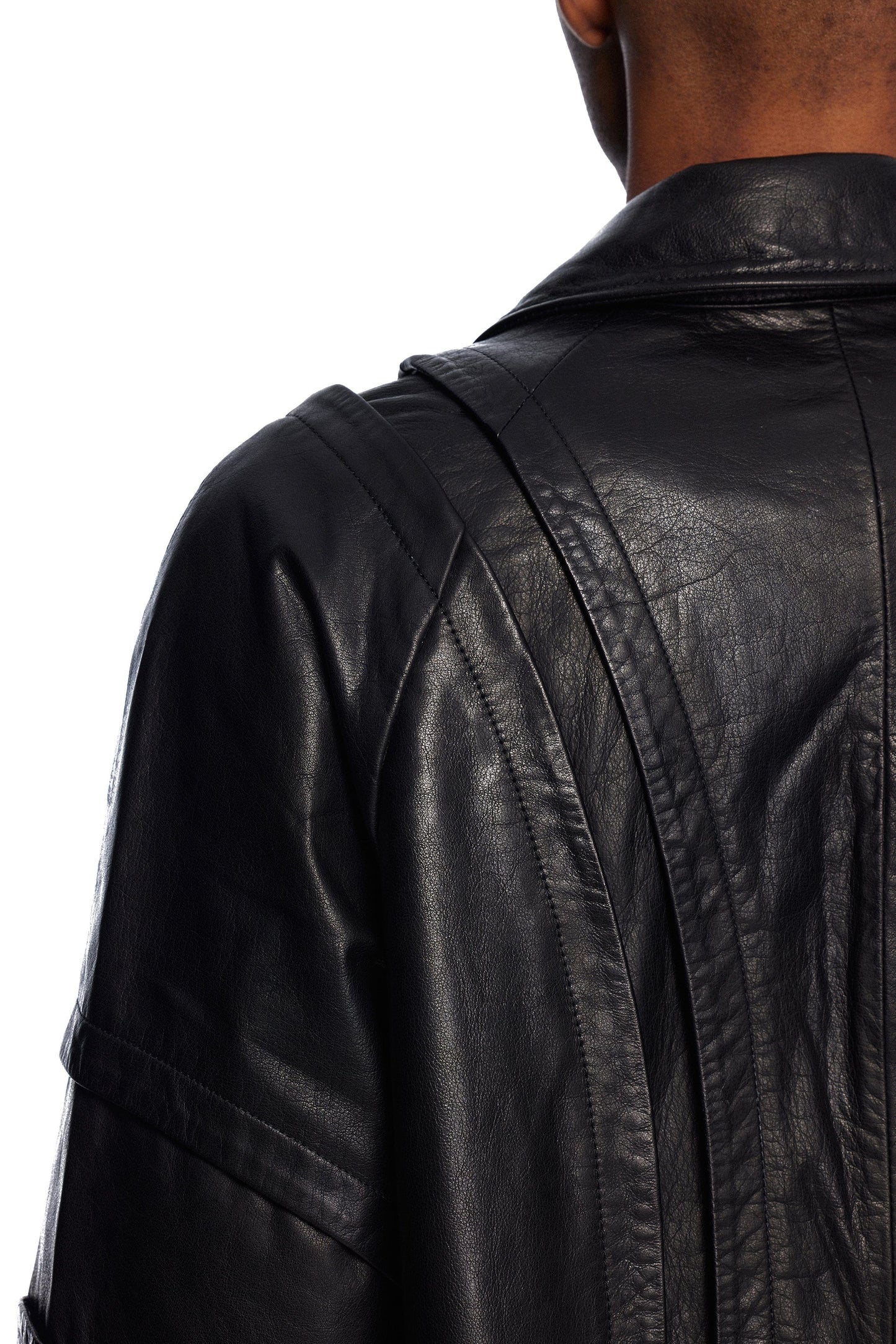 Panelled Leather Coat-XIMONLEE-APOC STORE