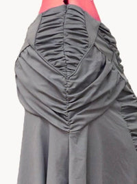 Gray Asymmetric Gathered Midi Skirt-YINGLIN-APOC STORE