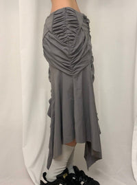 Gray Asymmetric Gathered Midi Skirt-YINGLIN-APOC STORE