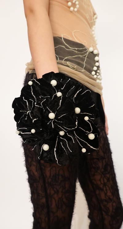 Pleated Ruffle Pouch Bag with Luminous Stone-TRANSE PARIS-APOC STORE