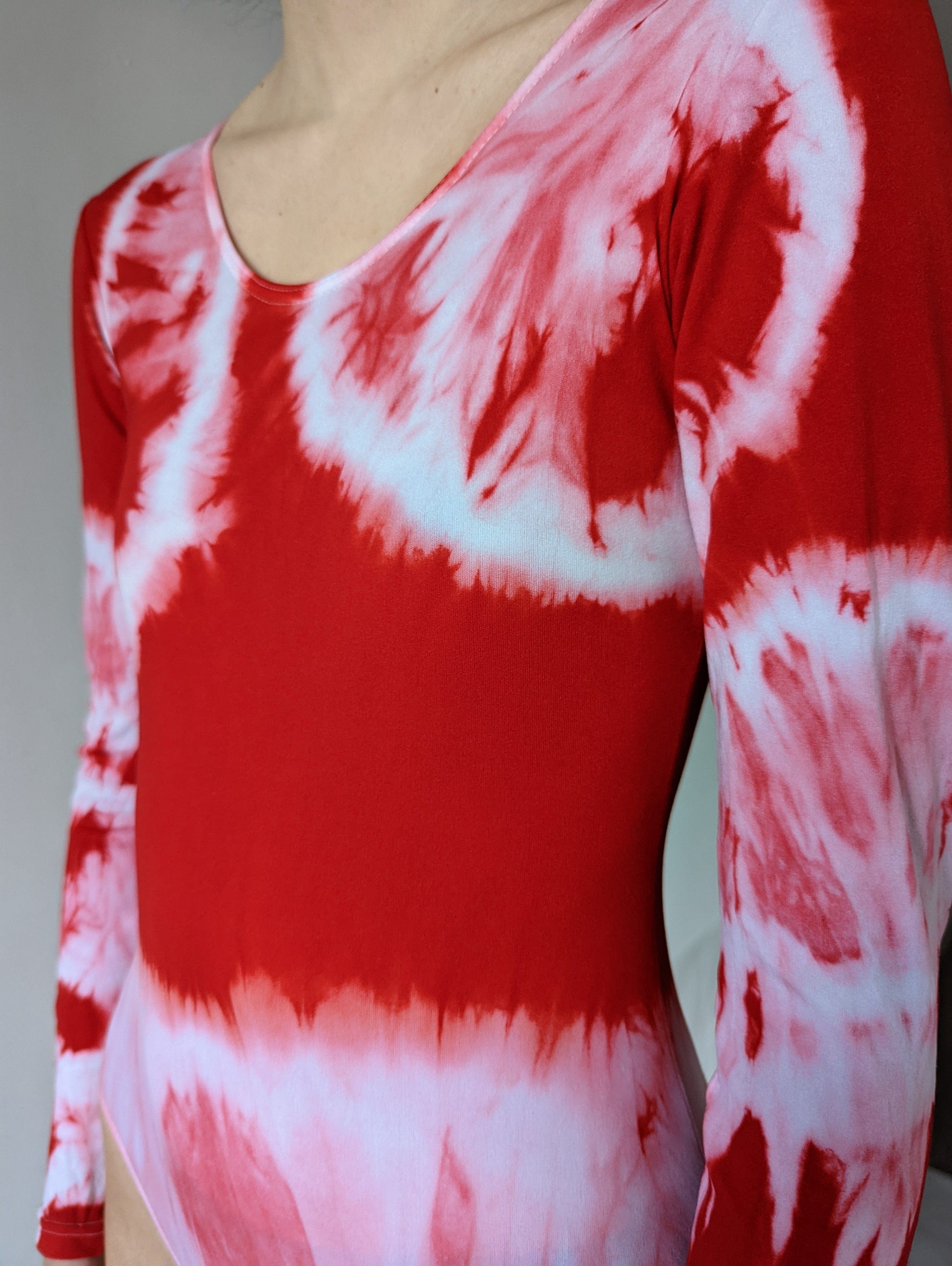 Hand Dyed Bodysuit Red Pink-Celia Calderón Asensio-APOC STORE