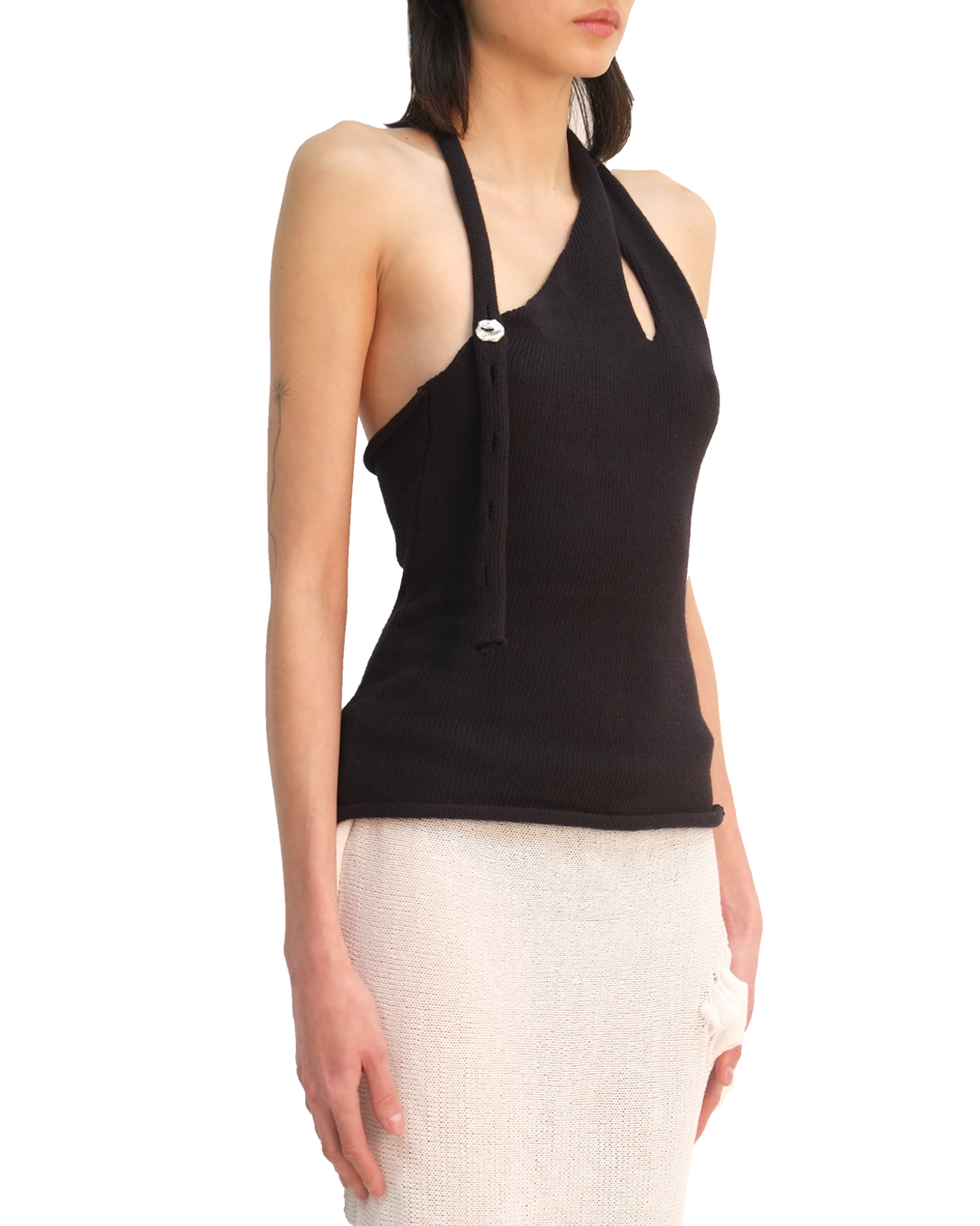 Black Button Top-Krystal Paniagua-APOC STORE