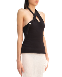 Black Button Top-Krystal Paniagua-APOC STORE