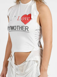 I Love My Mother Cotton Waste Dress-Puer Parasitus-APOC STORE