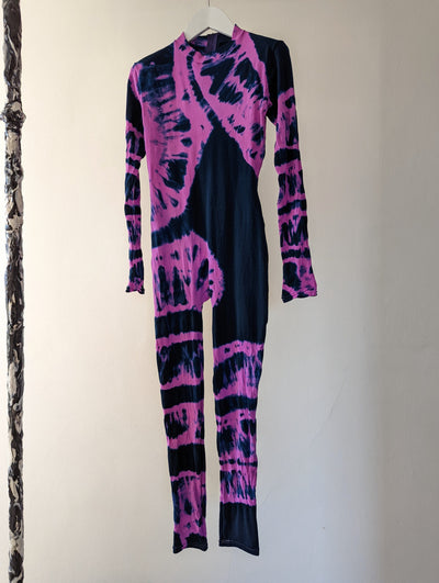 Hand Dyed Catsuit Pink Black-Celia Calderón Asensio-APOC STORE