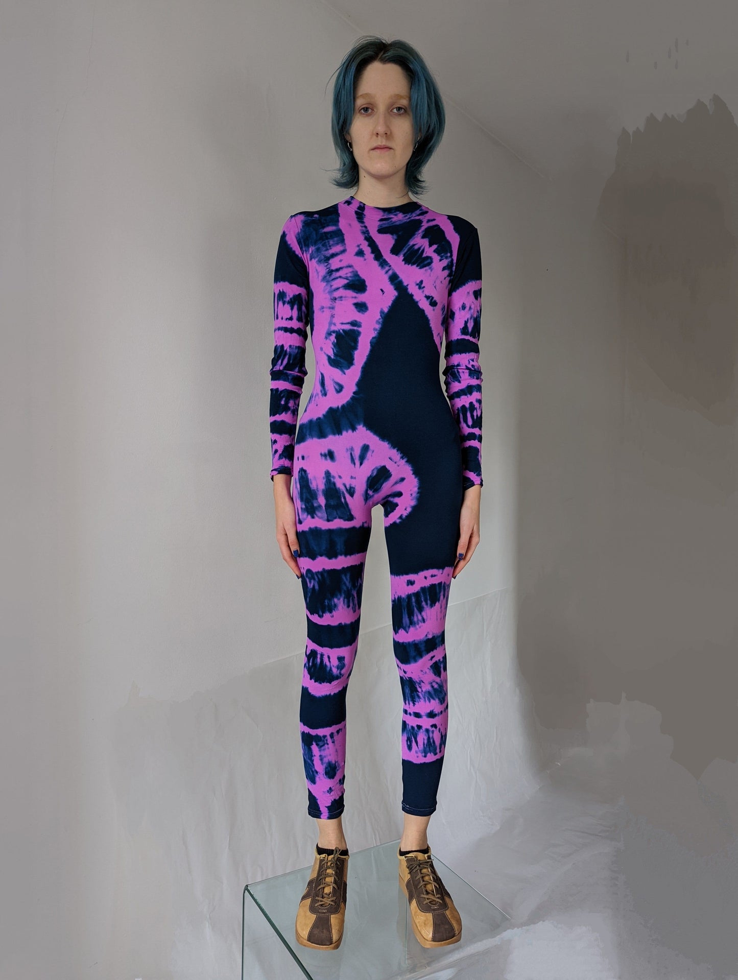 Hand Dyed Catsuit Pink Black-Celia Calderón Asensio-APOC STORE