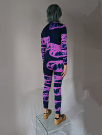 Hand Dyed Catsuit Pink Black-Celia Calderón Asensio-APOC STORE