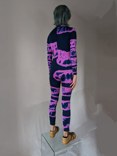 Hand Dyed Catsuit Pink Black-Celia Calderón Asensio-APOC STORE
