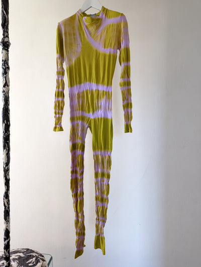 Hand Dyed Catsuit Green Pink-Celia Calderón Asensio-APOC STORE