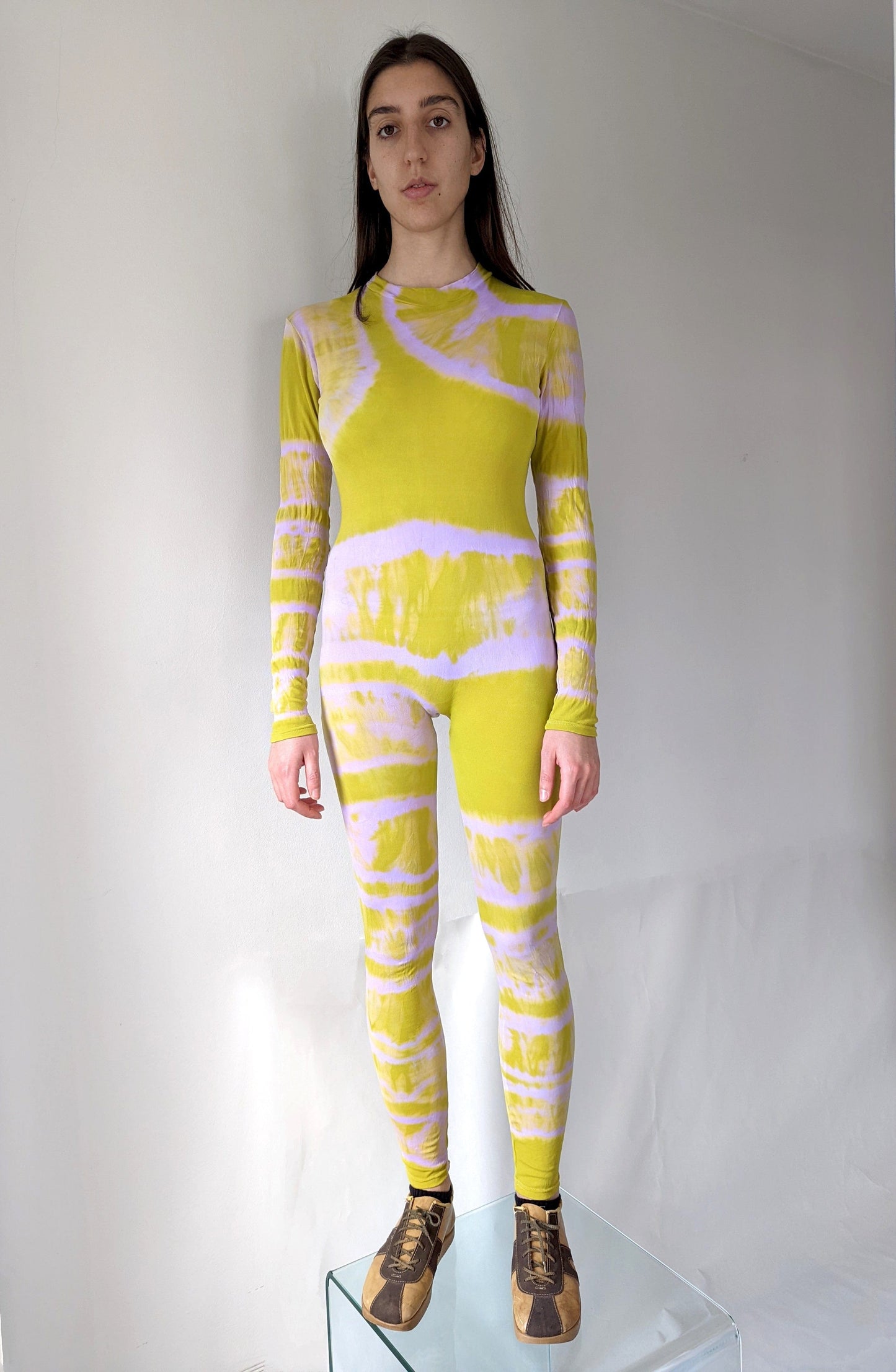 Hand Dyed Catsuit Green Pink-Celia Calderón Asensio-APOC STORE