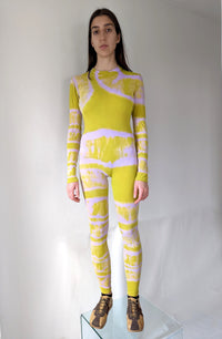 Hand Dyed Catsuit Green Pink-Celia Calderón Asensio-APOC STORE