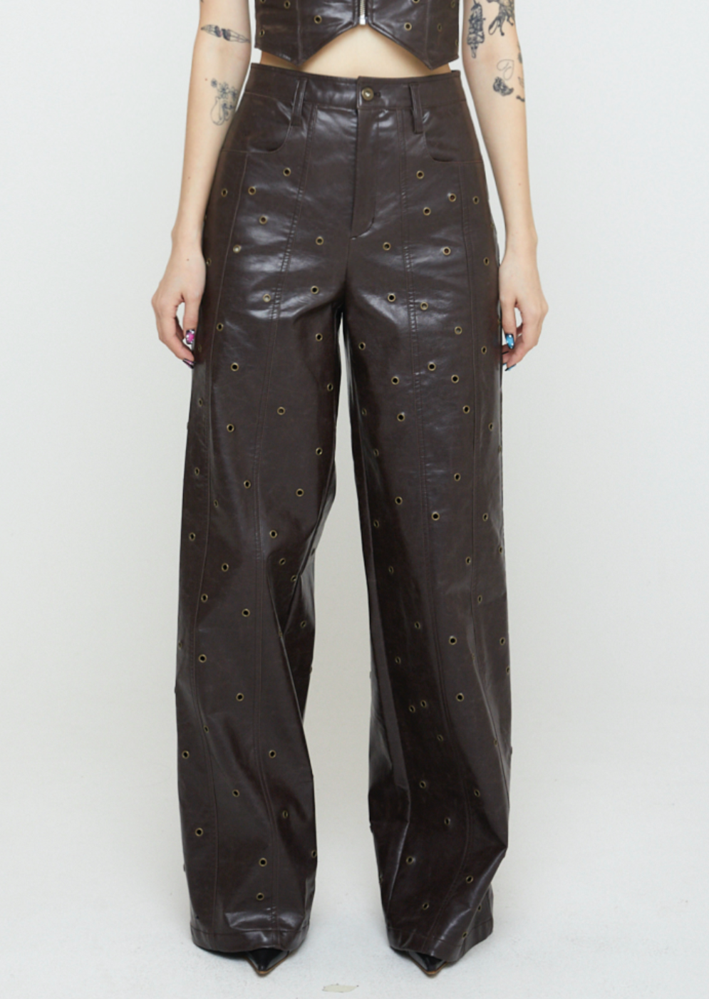 Eyelet Bikini Pants Red Brown-Nibgnus-APOC STORE