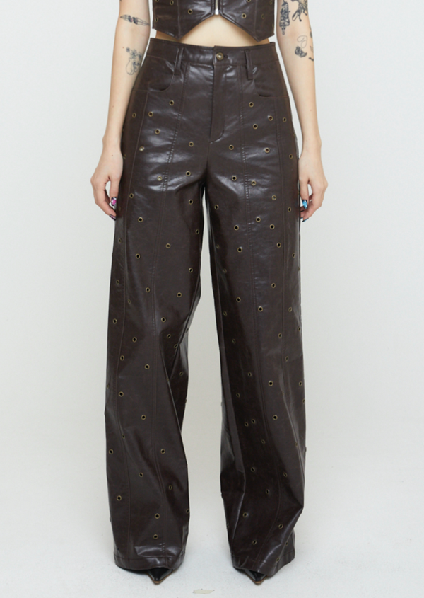 Eyelet Bikini Pants Red Brown-Nibgnus-APOC STORE