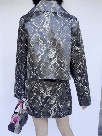 Colour-Changing Brown Python Rubber Mini Jacket-Leeann Huang-APOC STORE
