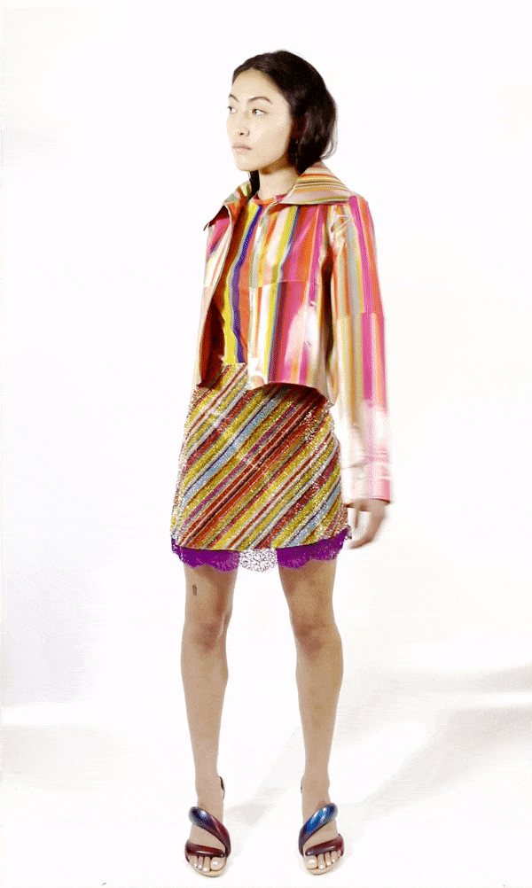 Holographic TV Stripe Colour-Changing Jacket-Leeann Huang-APOC STORE