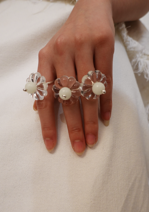 Crystal Luminous Stone Floral Ring-TRANSE PARIS-APOC STORE