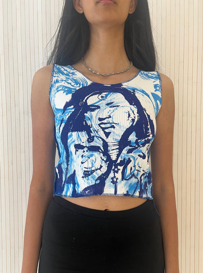 Swirl & My Sisters Blue Vest-Hadiyah Hussain-APOC STORE