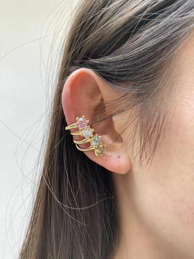 Solitaire Ear Cuff Gold White-D’heygere-APOC STORE