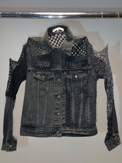Knitted Jeans Jacket Black-Lou de Bètoly-APOC STORE
