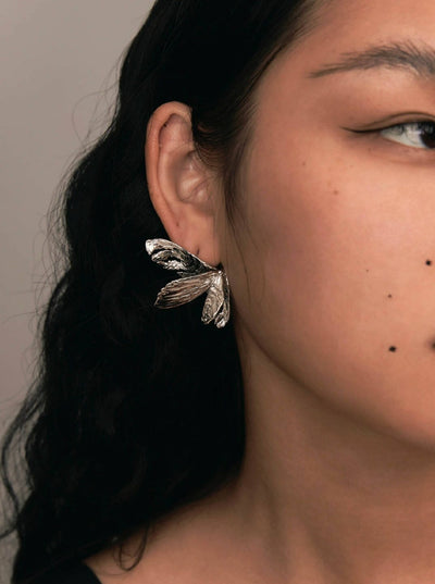Silver Broken Moth Wings Earrings-Ancient Future-APOC STORE