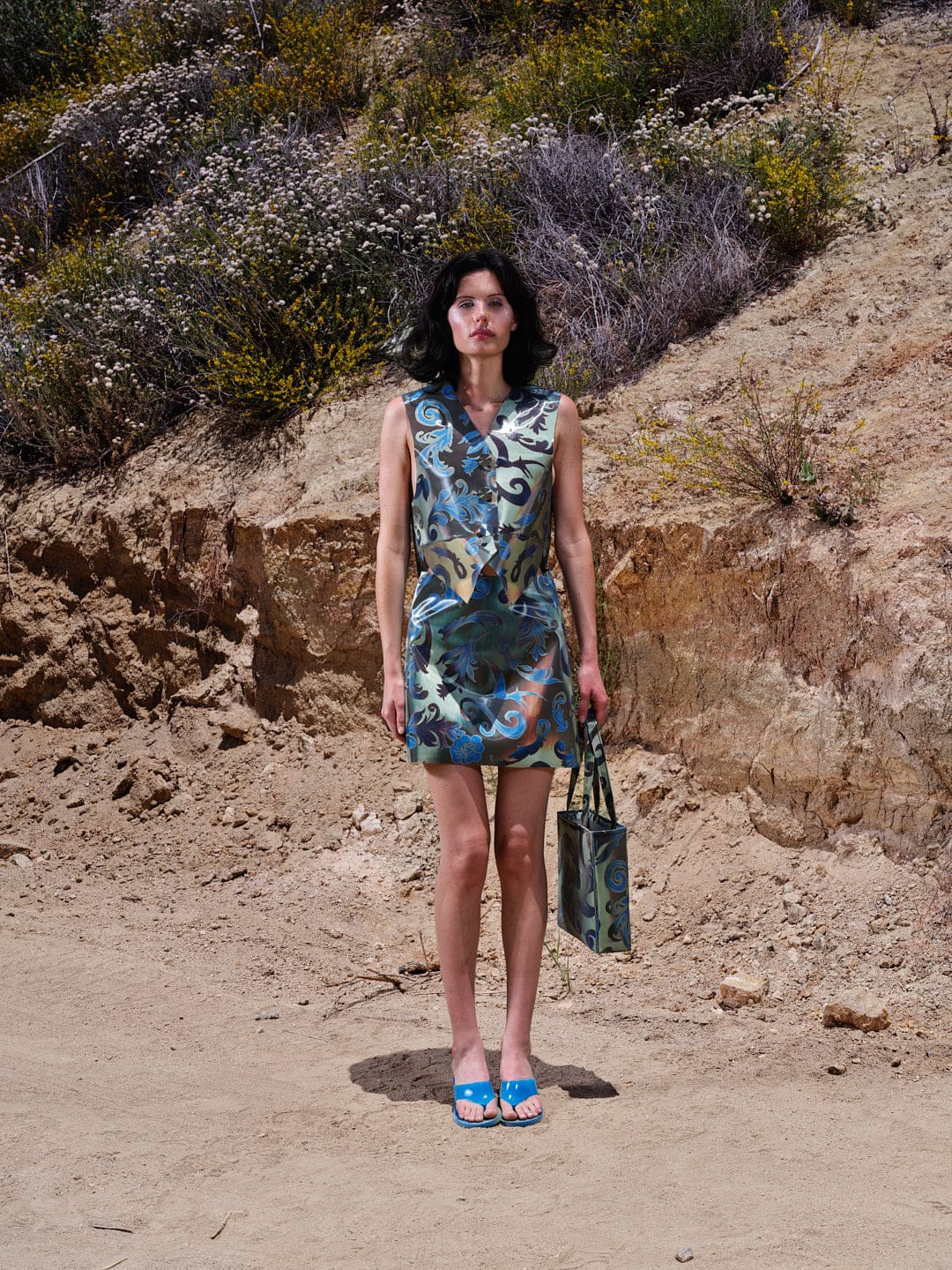 Holographic Colour-Changing Cowboy Fleur Mini Skirt-Leeann Huang-APOC STORE