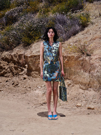 Holographic Colour-Changing Cowboy Fleur Mini Skirt-Leeann Huang-APOC STORE