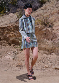 Holographic Mint Stripe Colour-Changing Crop Jacket-Leeann Huang-APOC STORE