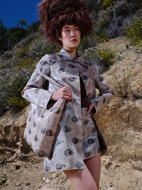Beige Blinking Eye Mini Skirt-Leeann Huang-APOC STORE