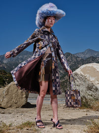 Colour-Flip Mini Chocolate Checker Print Coat-Leeann Huang-APOC STORE