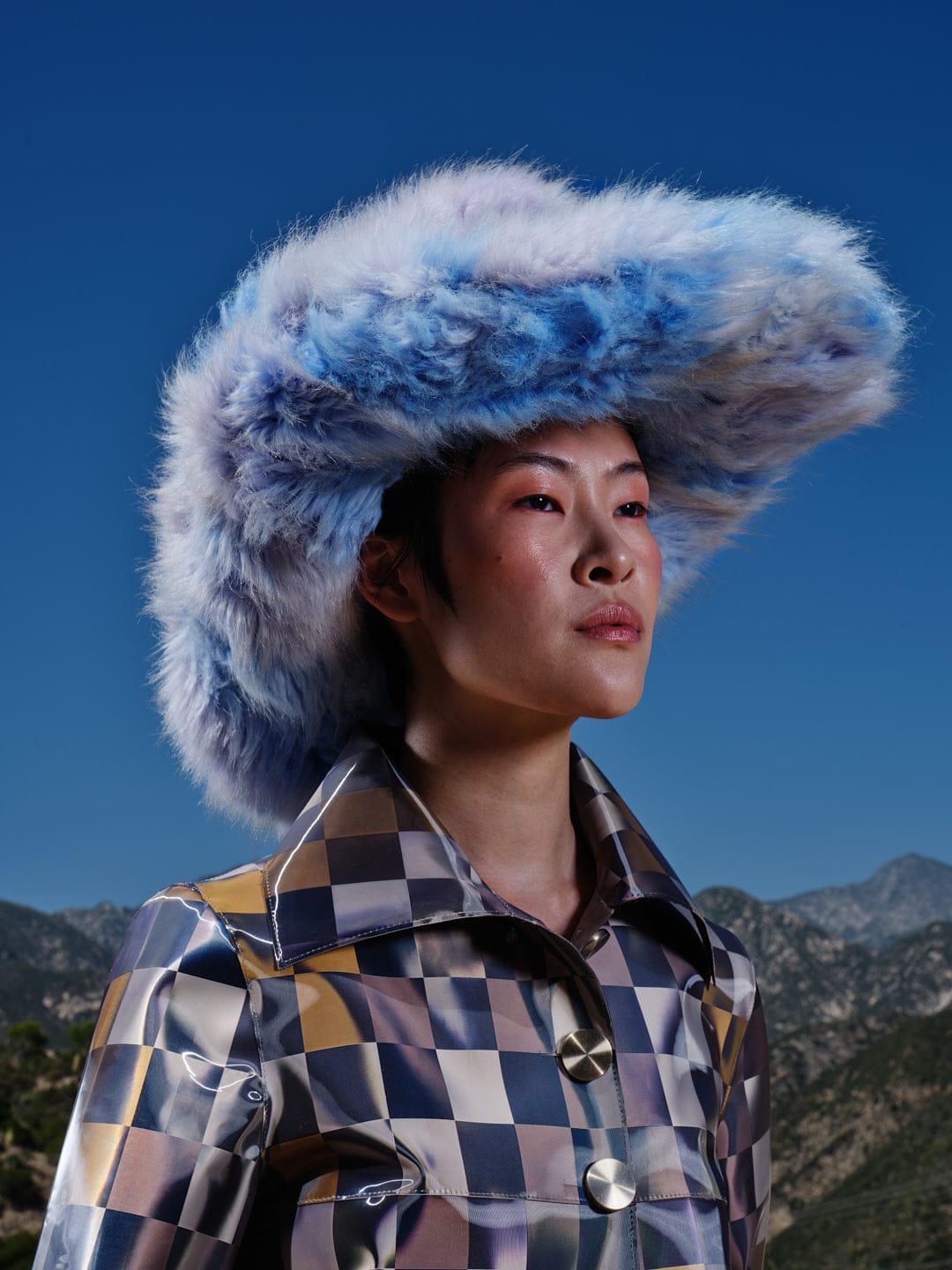 Colour-Flip Mini Chocolate Checker Print Coat-Leeann Huang-APOC STORE
