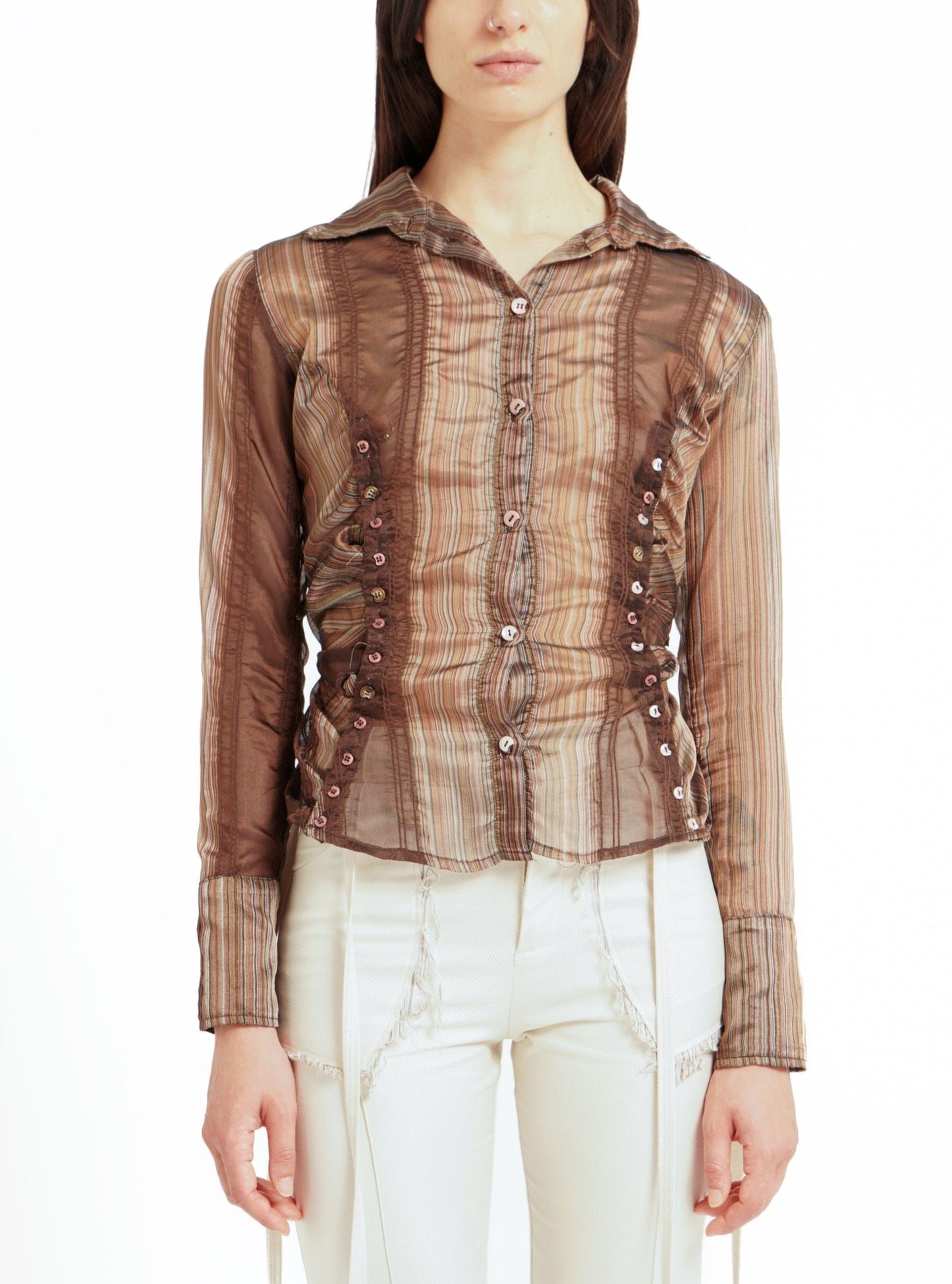 35 Buttons Gathered Shirt-GARBAGE CORE-APOC STORE