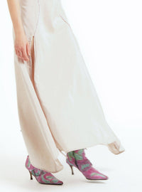 Embroidered Dress with Gathered Slits-GARBAGE CORE-APOC STORE
