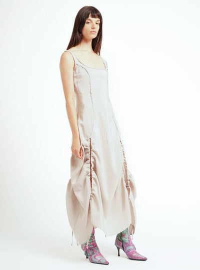 Embroidered Dress with Gathered Slits-GARBAGE CORE-APOC STORE